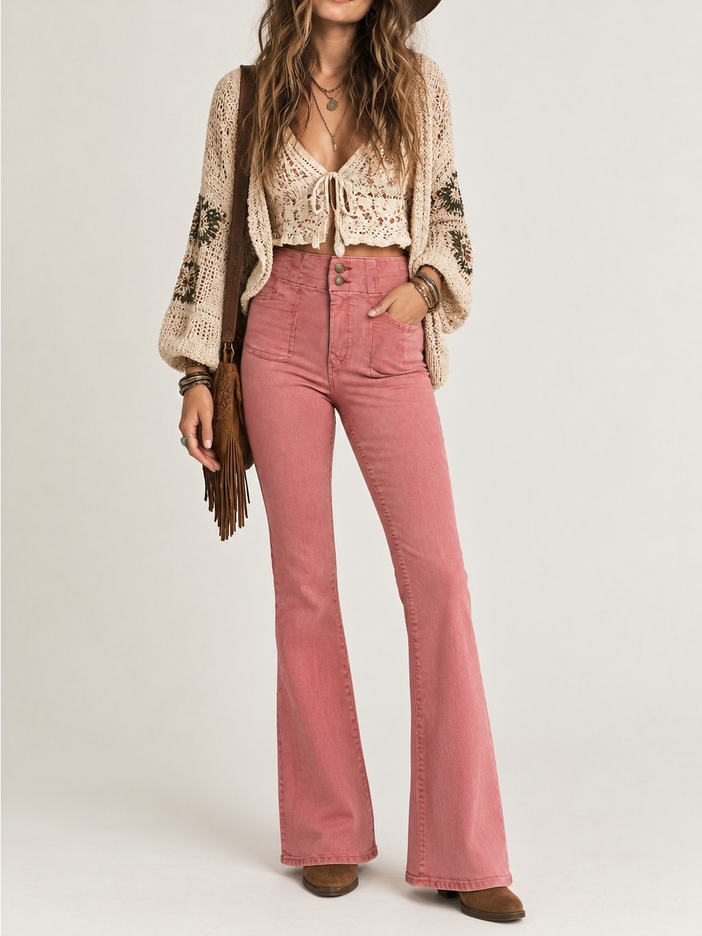 Free People We The Free Jayde Flare Jeans Pink